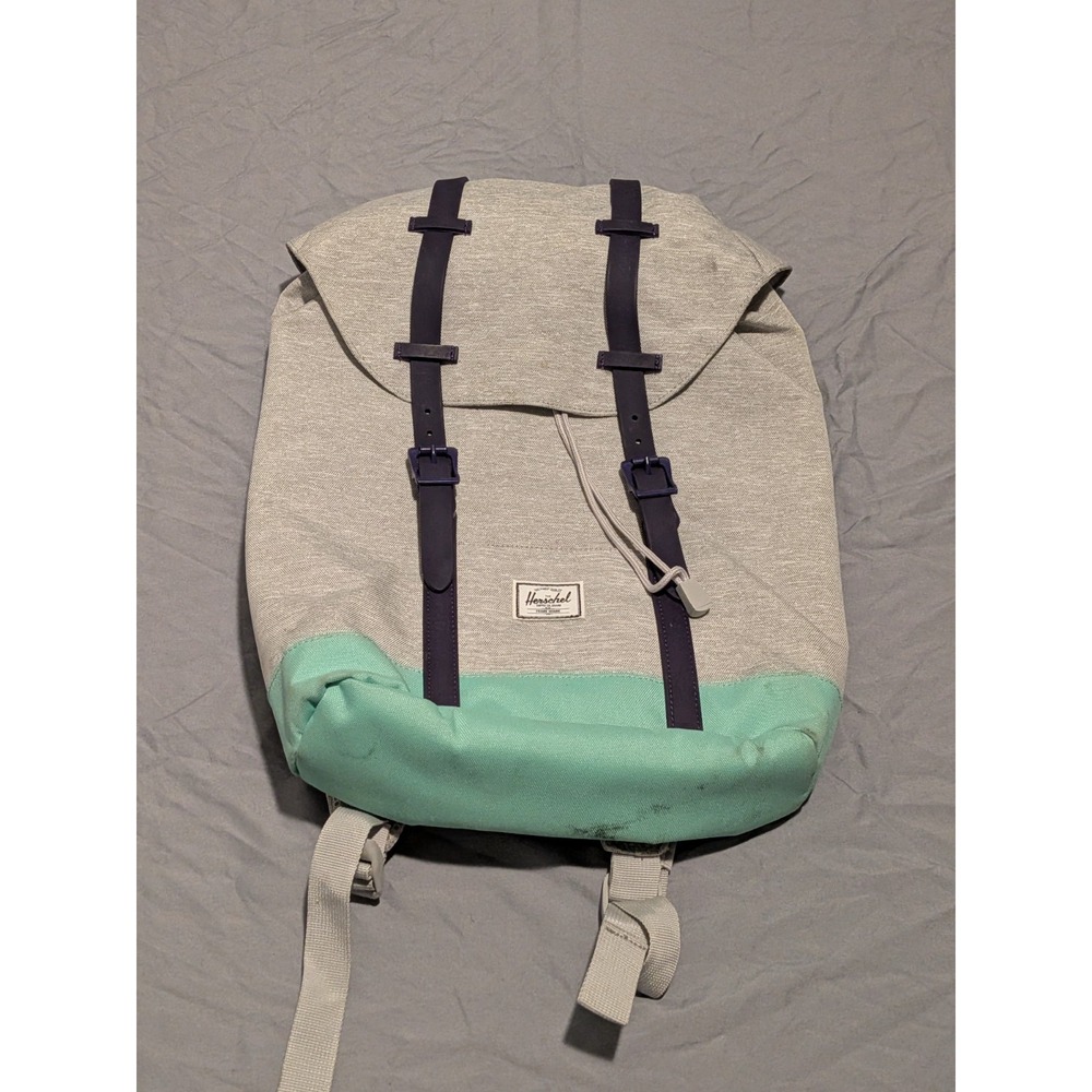 Herschel Little America Backpack - Gray & Teal - Black Straps 20L